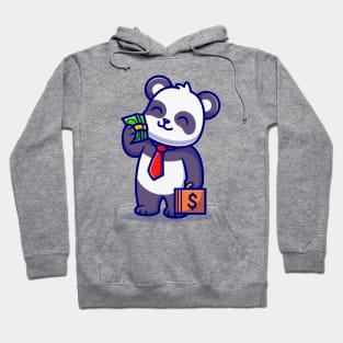 Cute Panda Employee With Salary Cartoon Hoodie